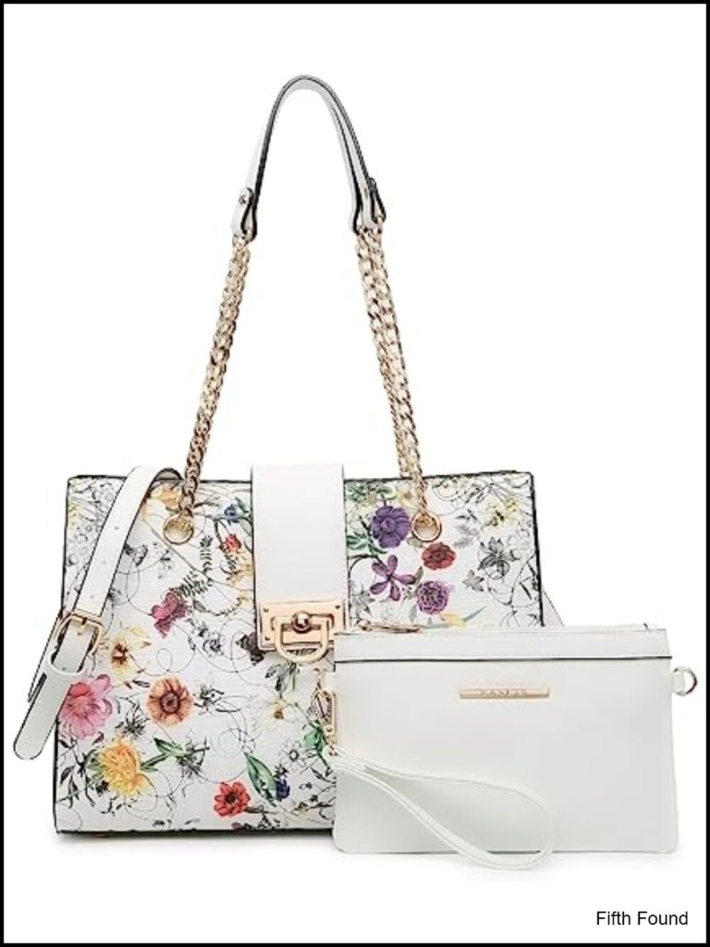 Vegan Leather Satchel Tote Hobo Shoulder Bag with Clutch and Chain Strap